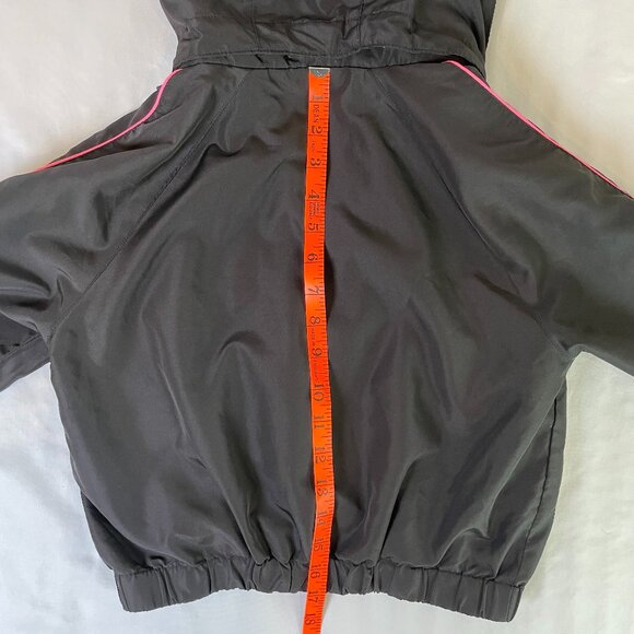 H&M Girls Jacket Size M Windbreaker Lined Removeable Hood Black Pink Trim - Picture 7 of 10